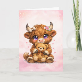 かわいいハイランド・カウのグリーティングカード カード