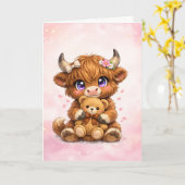 かわいいハイランド・カウのグリーティングカード カード (黄色い花)