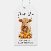 かわいいハイランド・カウ　オータム　パンプキンズ　ベイビーシャワー ギフトタグ (裏面)