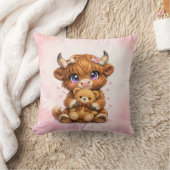 かわいいハイランド・カウ・スロー・ピロー クッション (ブランケット)