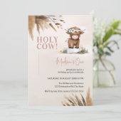 かわいいハイランド・カウ パンパスファーム 1歳の誕生日 招待状 (スタンド正面)