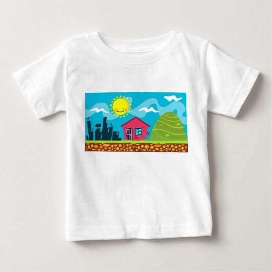 かわいいハウスアンドヒル ベビーTシャツ (正面)
