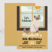 かわいいハウスキャットバースデーパーティー 招待状 (正面/裏面)