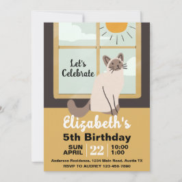 かわいいハウスキャットバースデーパーティー 招待状
