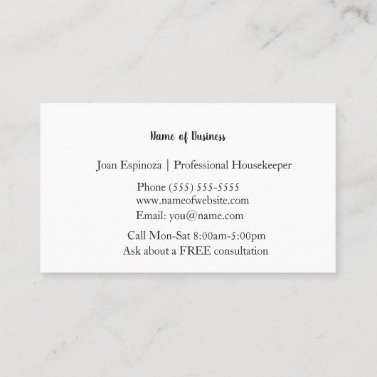 かわいいハウスキーピング名刺 名刺 (裏面)