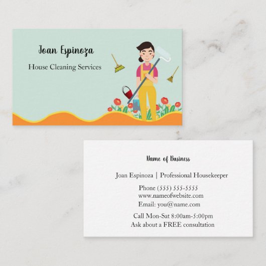 かわいいハウスキーピング名刺 名刺 (正面/裏面)