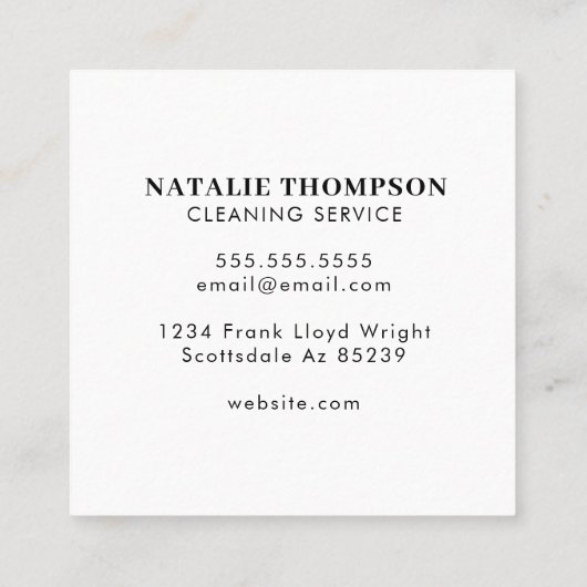 かわいいハウスクリーナーメイドハウスキーピングクリーニング スクエア名刺 (裏面)