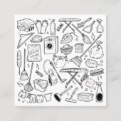 かわいいハウスクリーナーメイドハウスキーピングクリーニング スクエア名刺 (正面)