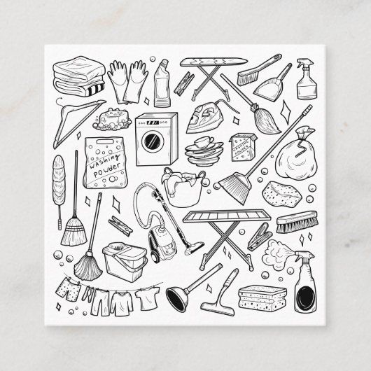 かわいいハウスクリーナーメイドハウスキーピングクリーニング スクエア名刺 (正面)