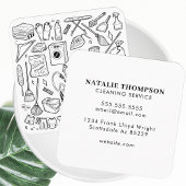 かわいいハウスクリーナーメイドハウスキーピングクリーニング スクエア名刺