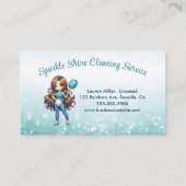 かわいいハウスクリーニングのメイドサービス輝き 名刺 (正面)