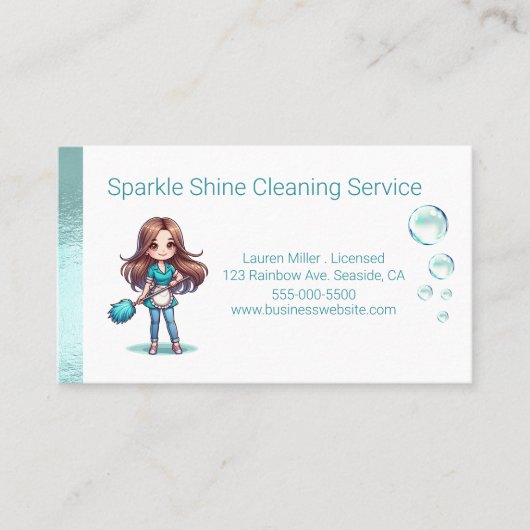 かわいいハウスクリーニングのメイドサーモダンビス 名刺 (正面)