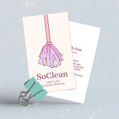 かわいいハウスクリーニングメイドサービスピンクグリッターモップ 名刺