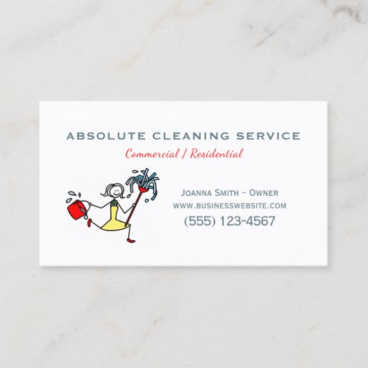 かわいいハウスクリーニングメイドサービスプロフェッショナル 名刺 (正面)