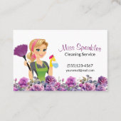かわいいハウスクリーニング紫のフローラメイドサービス 名刺 (正面)