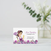 かわいいハウスクリーニング紫のフローラメイドサービス 名刺 (スタンド正面)