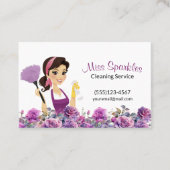 かわいいハウスクリーニング紫のフローラメイドサービス 名刺 (正面)