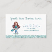 かわいいハウスクリーニング輝くメイドサービス 名刺 (正面)