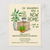 かわいいハウスプラント引っ越しましたはがき ポストカード (正面)
