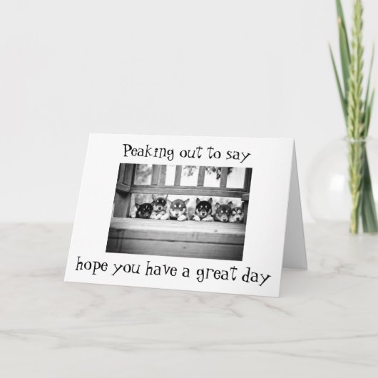 かわいいハスキーの子犬が言う**ハッピーバースデー» シーズンカード (正面)