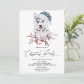 かわいいハスキーの子犬のクリスマスパーティー冬 招待状 (スタンド正面)