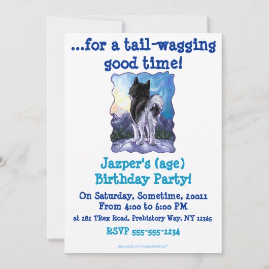 かわいいハスキーをテーマにした誕生日パーティー 招待状 (裏面)