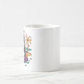 かわいいハスキークール犬をプールで夏のおもしろい コーヒーマグカップ (中央)