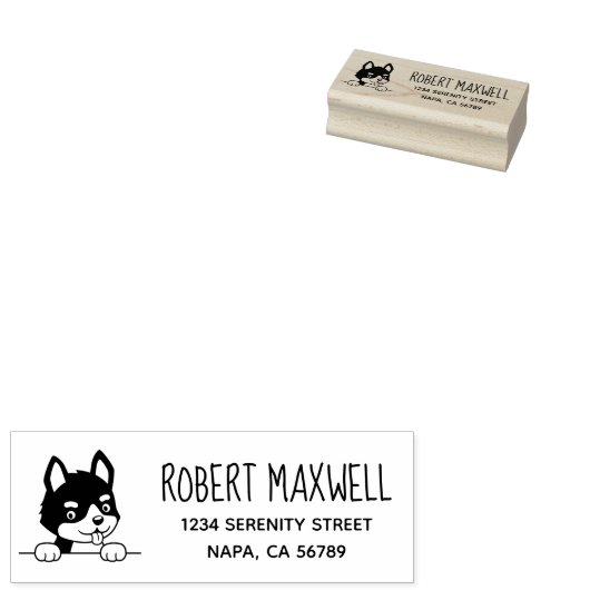 かわいいハスキーパピー差出人住所 ラバースタンプ (押印)