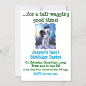 かわいいハスキーパーティー マグネット招待状 (正面)