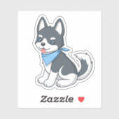 かわいいハスキー子犬 シール (シート)