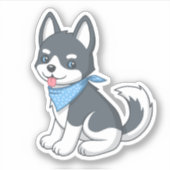 かわいいハスキー子犬 シール (正面)