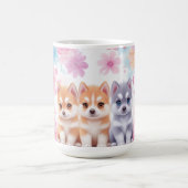 かわいいハスキー子犬：パステルパルスコーヒー コーヒーマグカップ (中央)