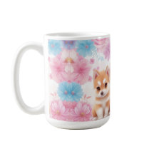 かわいいハスキー子犬：パステルパルスコーヒー