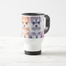 かわいいハスキー子犬:パステルパルスコーヒー トラベルマグ