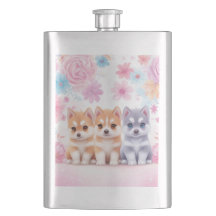 かわいいハスキー子犬：パステルパルスコーヒー