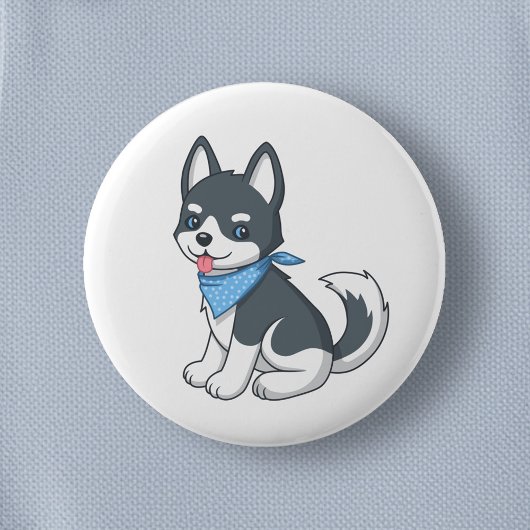 かわいいハスキー子犬 缶バッジ
