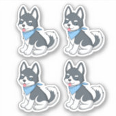 かわいいハスキー子犬 4 シール (正面)