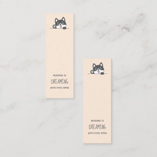 かわいいハスキー犬のしおり引用文 スキニー名刺 (正面/裏面)