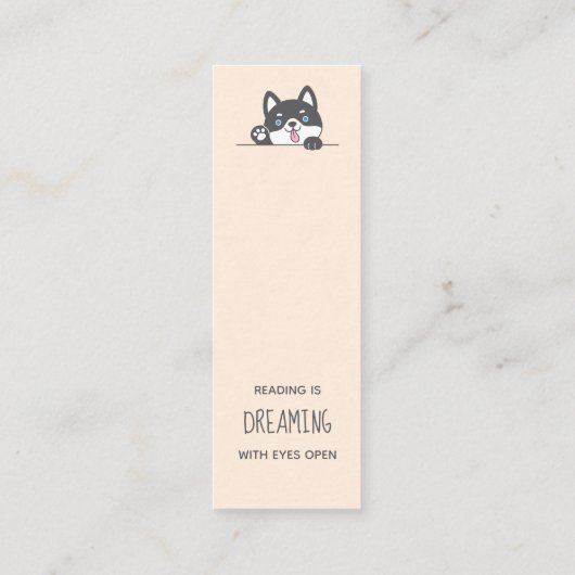 かわいいハスキー犬のしおり引用文 スキニー名刺 (裏面)