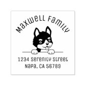 かわいいハスキー犬のアーチ家族のアドレス セルフインキングスタンプ (デザイン)