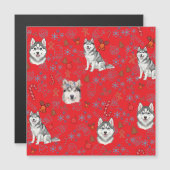 かわいいハスキー犬のクリスマス冬シームレスパターン (正面/裏面)