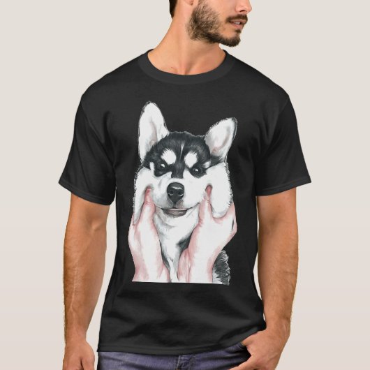 かわいいハスキー犬 Tシャツ (正面)