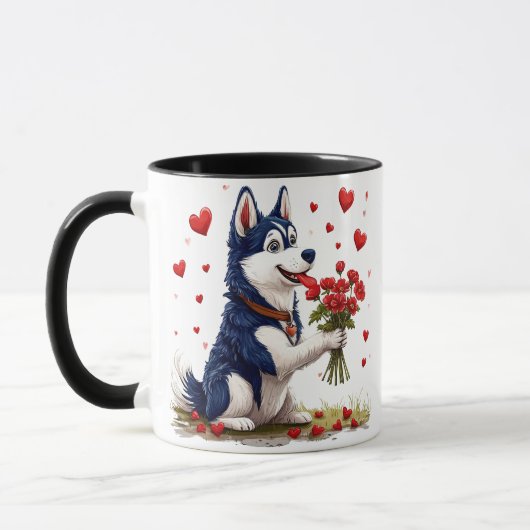 💘 かわいいハスキー バレンタインの犬ギフト(彼女や彼氏へ) 🐾 マグカップ (左)