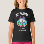 かわいいハスキー パジャマ 面白いドーナツ 犬好き Tシャツ (正面)