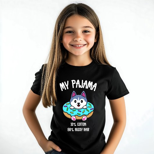 かわいいハスキー パジャマ 面白いドーナツ 犬好き Tシャツ