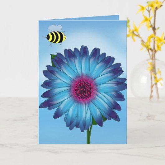 かわいいハチたちが青い花で出会う|過去記事 カード (黄色い花)