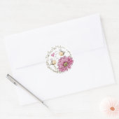かわいいハチとハートの花のステッカー ラウンドシール (封筒)