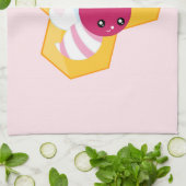 かわいいハチとピンクバレンタインハート キッチンタオル (折り畳み)