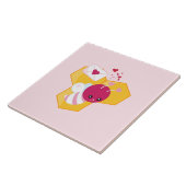 かわいいハチとピンクバレンタインハート タイル (側面)
