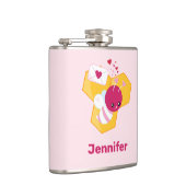 かわいいハチとピンクバレンタインハート フラスク (右)